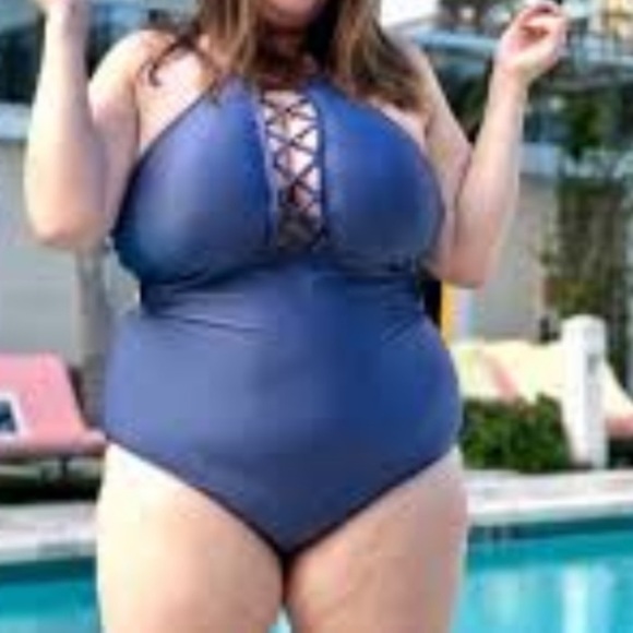 swim BY CACIQUE Hi Neck Criss Cross Front Cutout Back One Piece - Picture 2 of 6